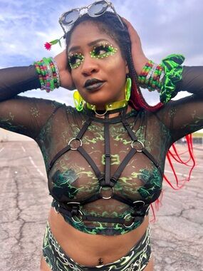 Glowiiscape Neon Green Mesh Crop Top